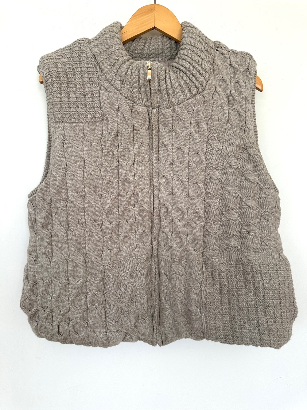 Joie Cable Knit Zip Front Sweater Vest, Lined, Cozy Warmth